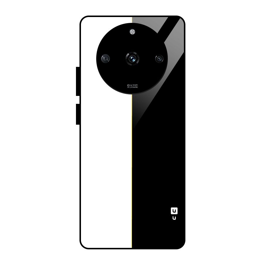 White Black Super Minimalistic Glass Back Case for Realme Narzo 60 5G