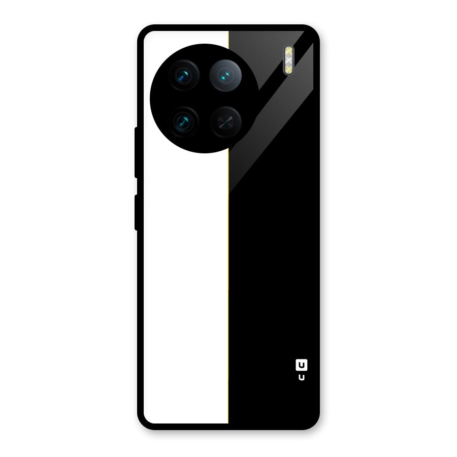 White Black Super Minimalistic Glass Back Case for Vivo X90 Pro