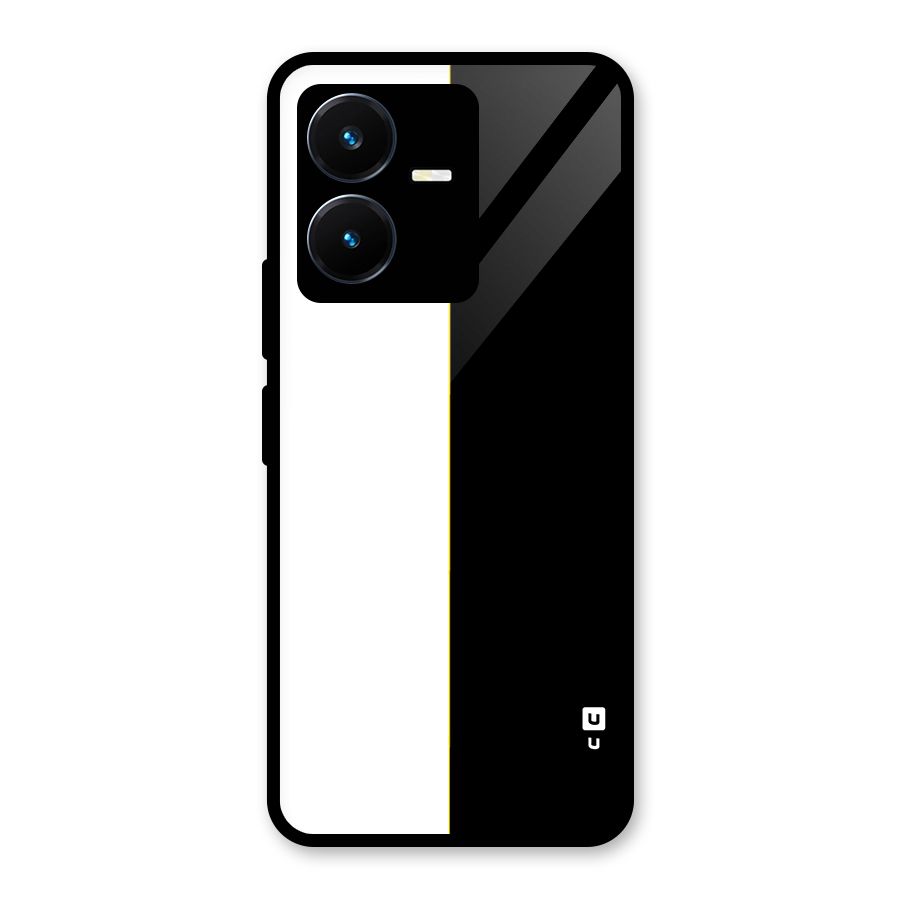White Black Super Minimalistic Glass Back Case for Vivo Y22s