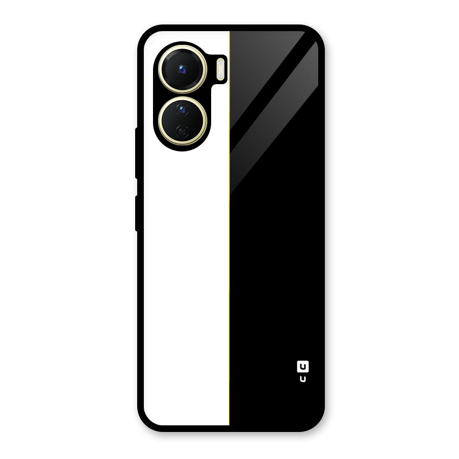 White Black Super Minimalistic Glass Back Case for Vivo Y56