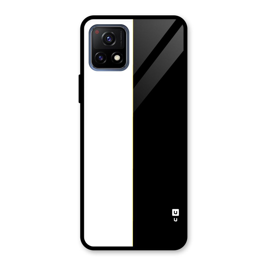 White Black Super Minimalistic Glass Back Case for Vivo Y72 5G