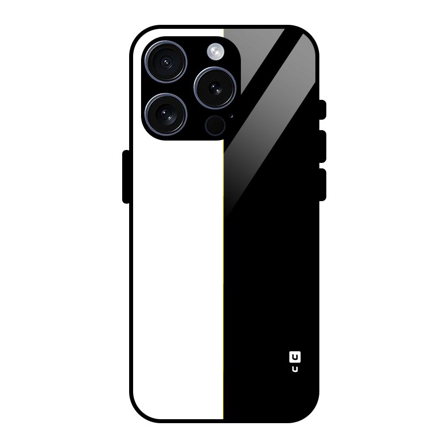 White Black Super Minimalistic Glass Back Case for iPhone 15 Pro