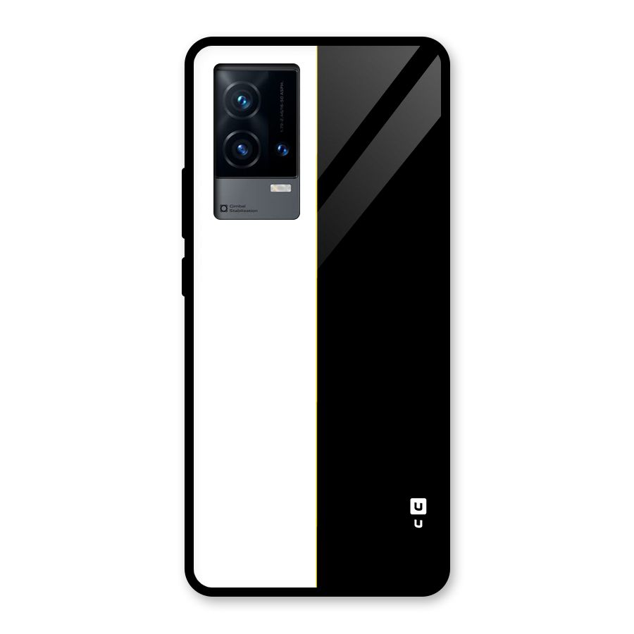 White Black Super Minimalistic Glass Back Case for iQOO 9 5G