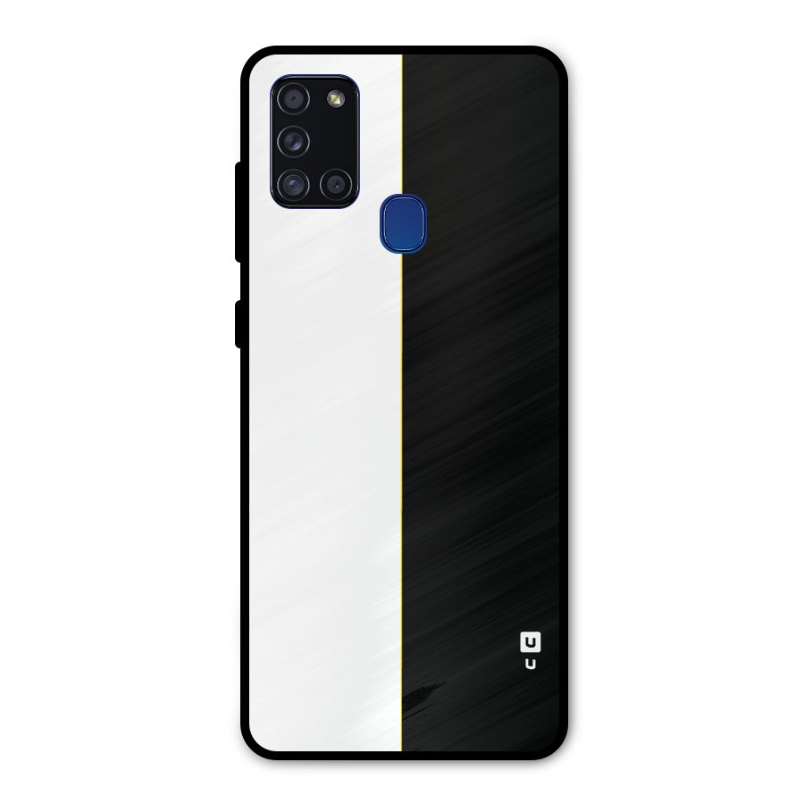 White Black Super Minimalistic Metal Back Case for Galaxy A21s