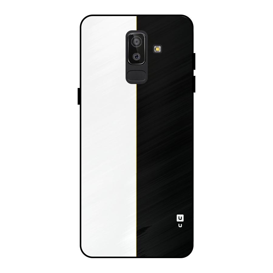 White Black Super Minimalistic Metal Back Case for Galaxy J8