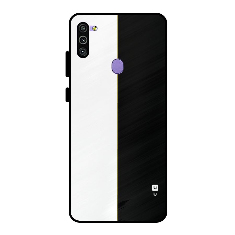 White Black Super Minimalistic Metal Back Case for Galaxy M11