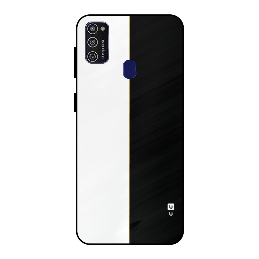 White Black Super Minimalistic Metal Back Case for Galaxy M21