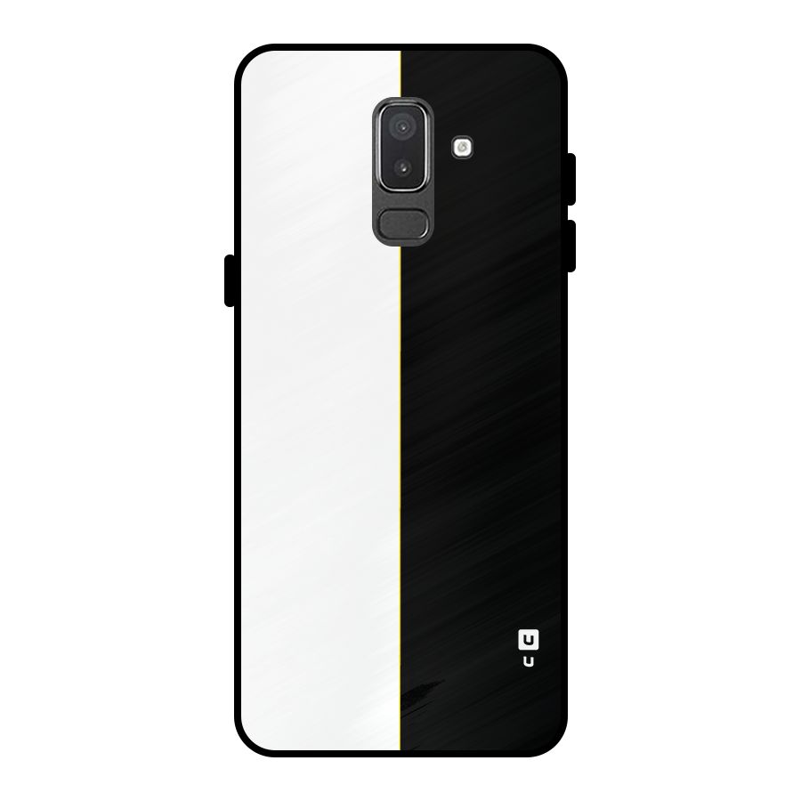 White Black Super Minimalistic Metal Back Case for Galaxy On8 (2018)