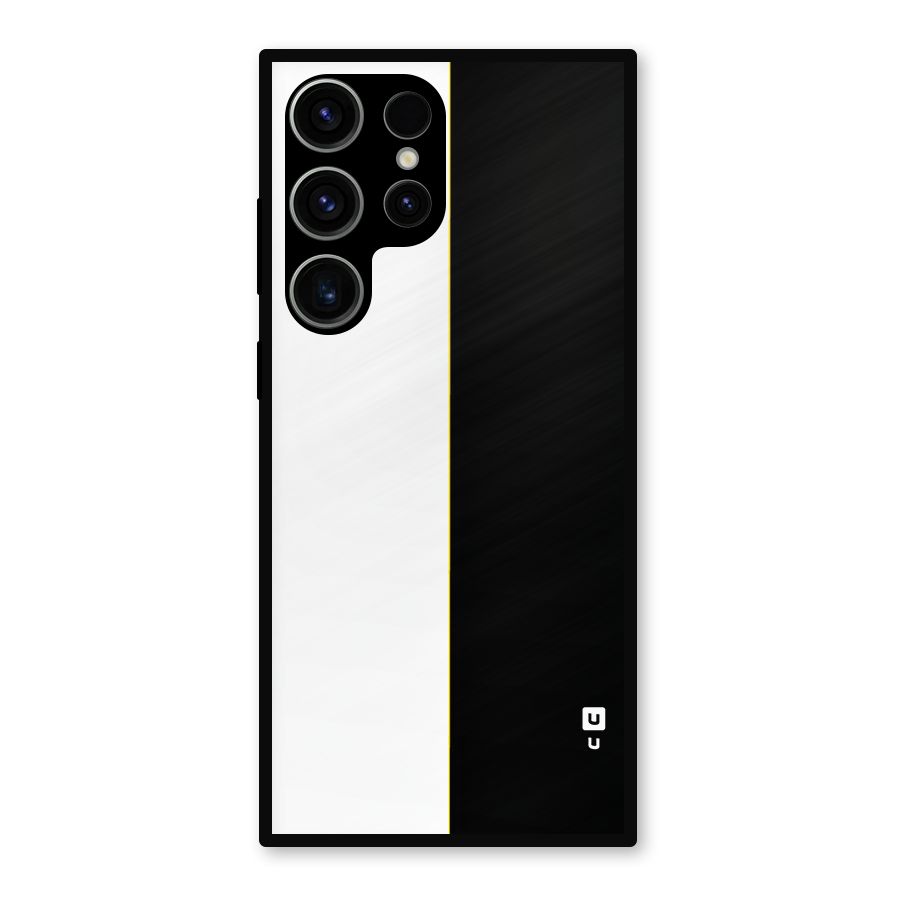 White Black Super Minimalistic Metal Back Case for Galaxy S23 Ultra