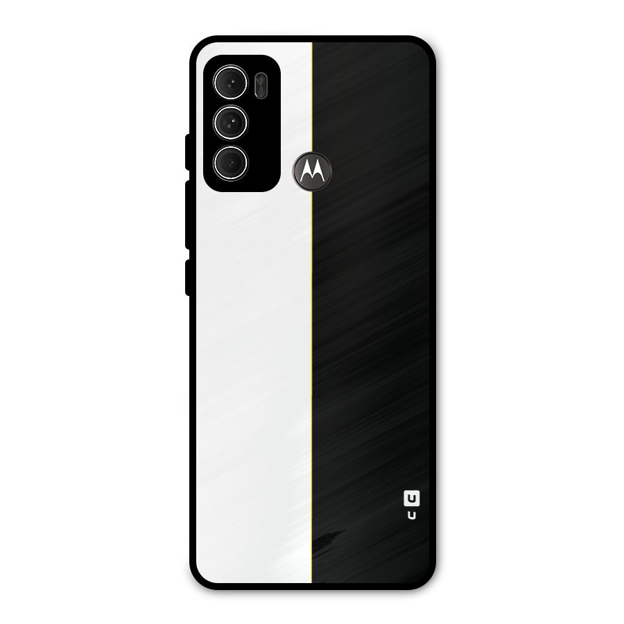 White Black Super Minimalistic Metal Back Case for Moto G60
