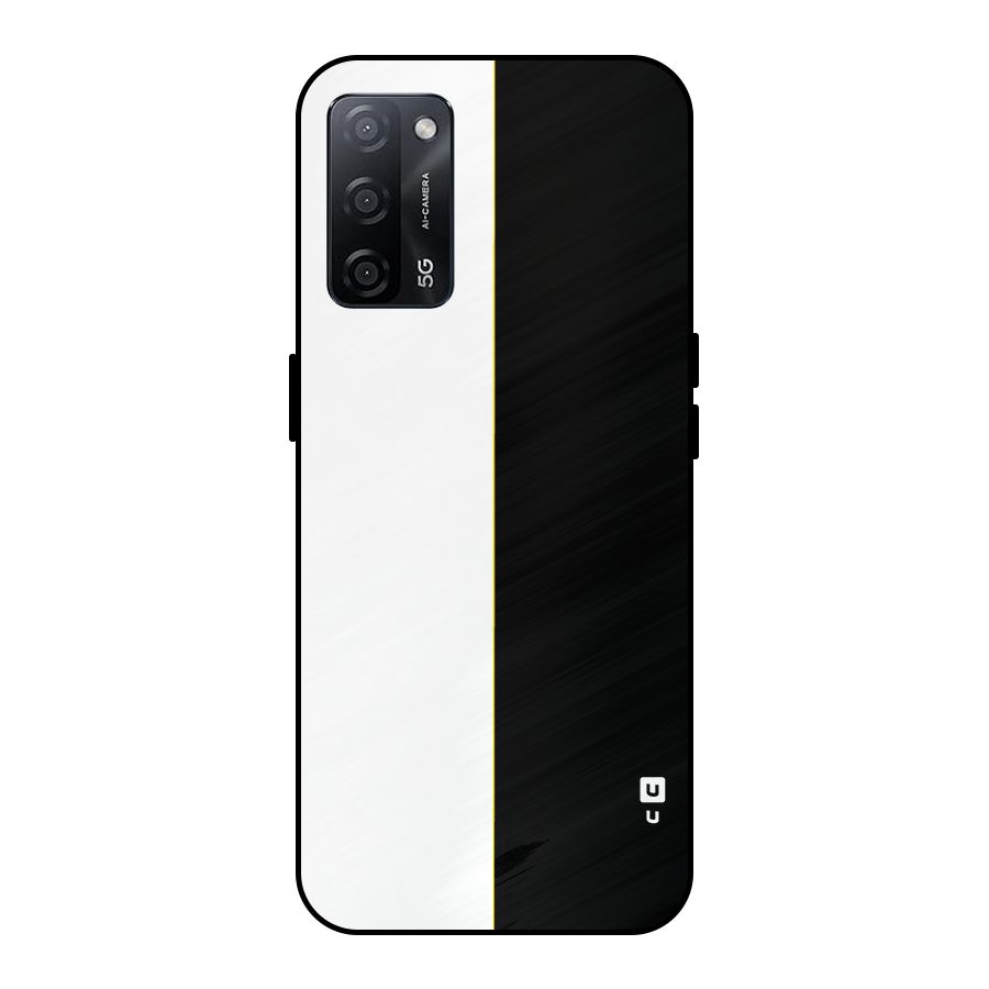 White Black Super Minimalistic Metal Back Case for Oppo A53s 5G