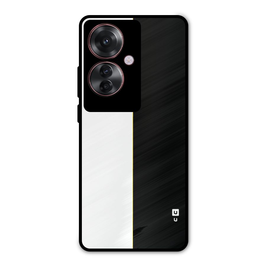 White Black Super Minimalistic Metal Back Case for Oppo F25 Pro