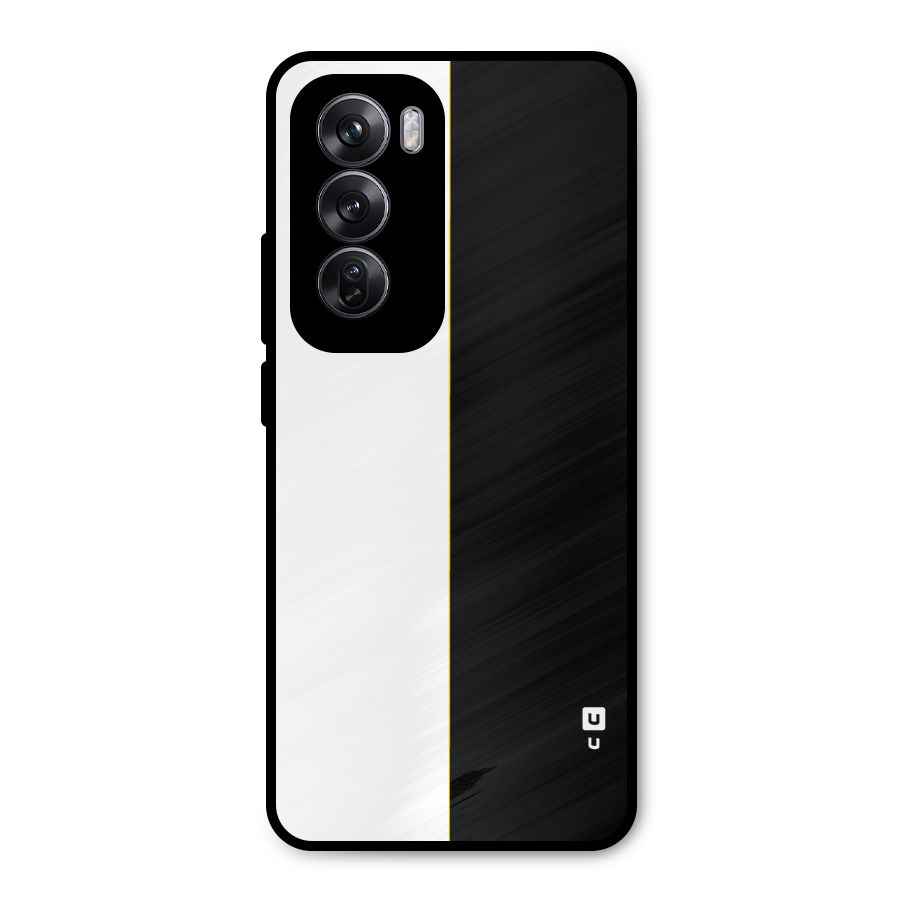 White Black Super Minimalistic Metal Back Case for Oppo Reno12 Pro