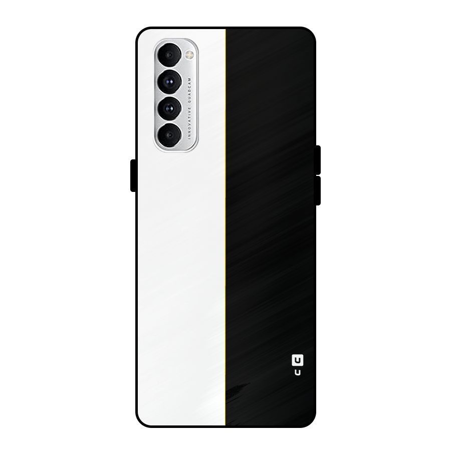White Black Super Minimalistic Metal Back Case for Oppo Reno4 Pro