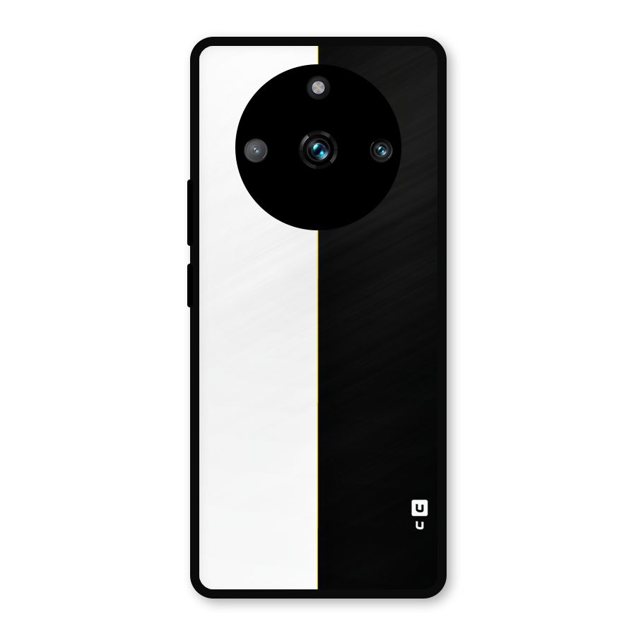 White Black Super Minimalistic Metal Back Case for Realme 11 Pro