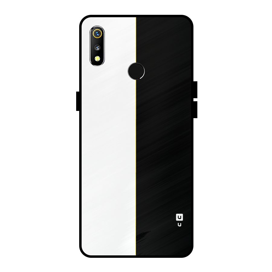 White Black Super Minimalistic Metal Back Case for Realme 3i