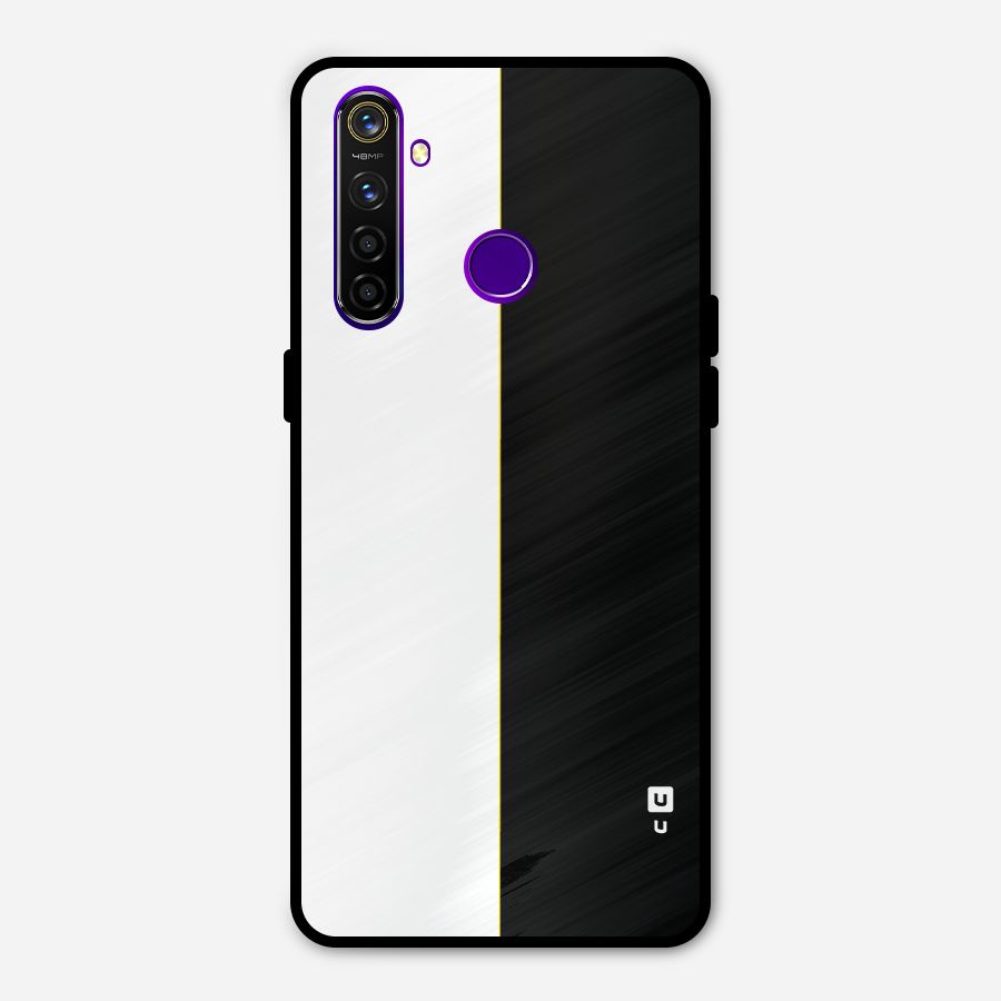 White Black Super Minimalistic Metal Back Case for Realme 5 Pro