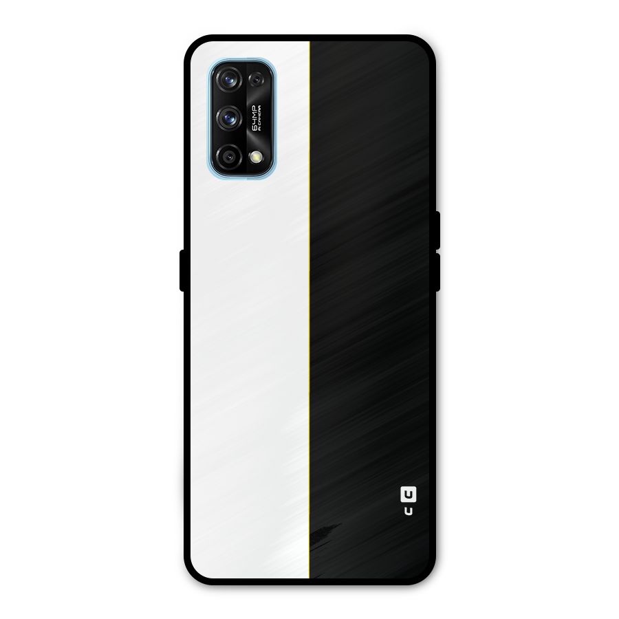 White Black Super Minimalistic Metal Back Case for Realme 7 Pro