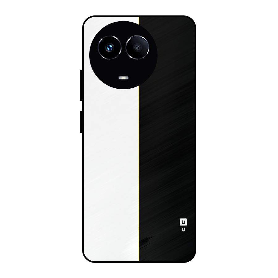 White Black Super Minimalistic Metal Back Case for Realme Narzo 60X