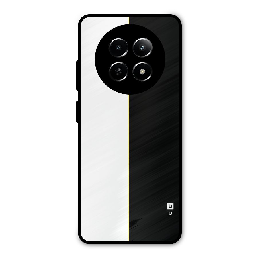 White Black Super Minimalistic Metal Back Case for Realme Narzo 70x 5G