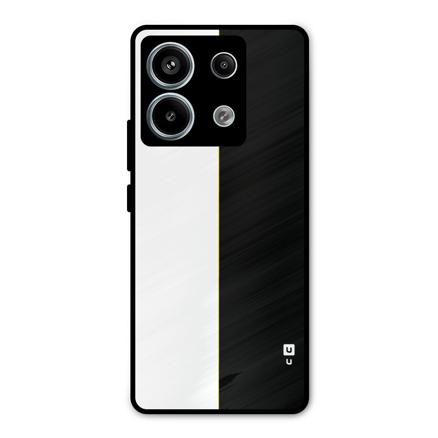 White Black Super Minimalistic Metal Back Case for Redmi Note 13 Pro 5G