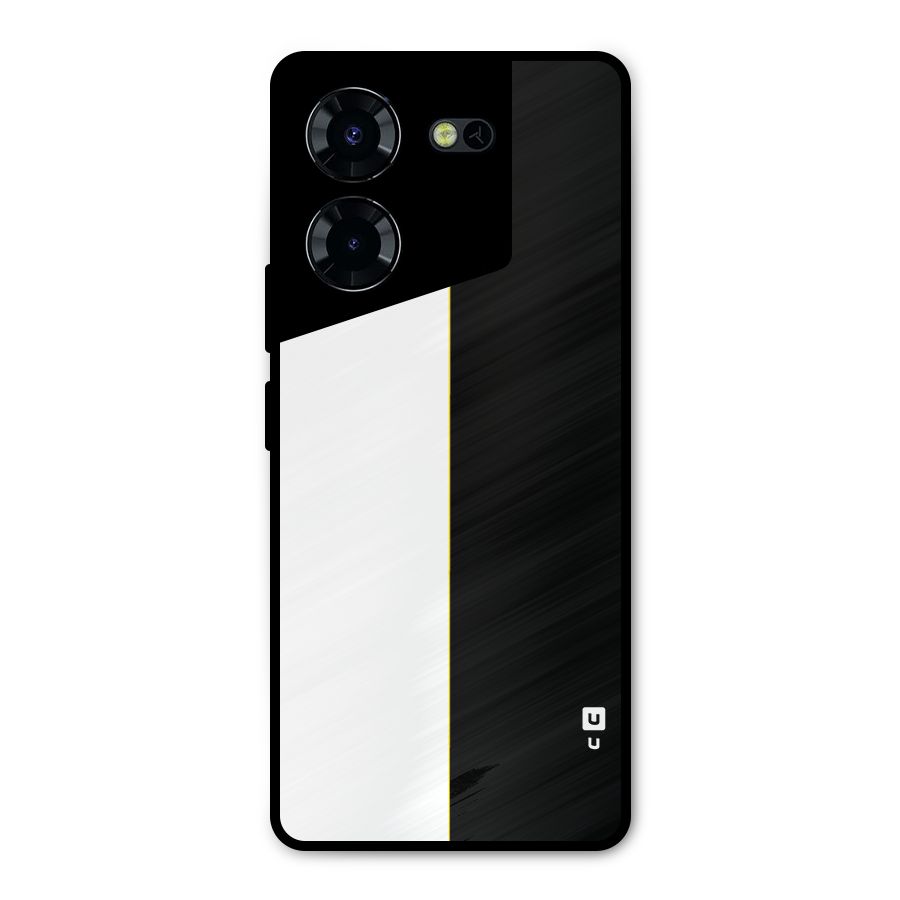 White Black Super Minimalistic Metal Back Case for Tecno Pova 5 Pro 5G