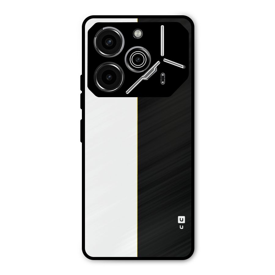 White Black Super Minimalistic Metal Back Case for Tecno Pova 6 Pro