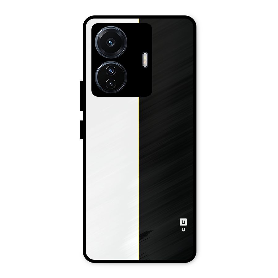 White Black Super Minimalistic Metal Back Case for Vivo T1 Pro