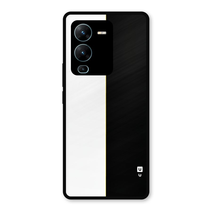 White Black Super Minimalistic Metal Back Case for Vivo V25 Pro