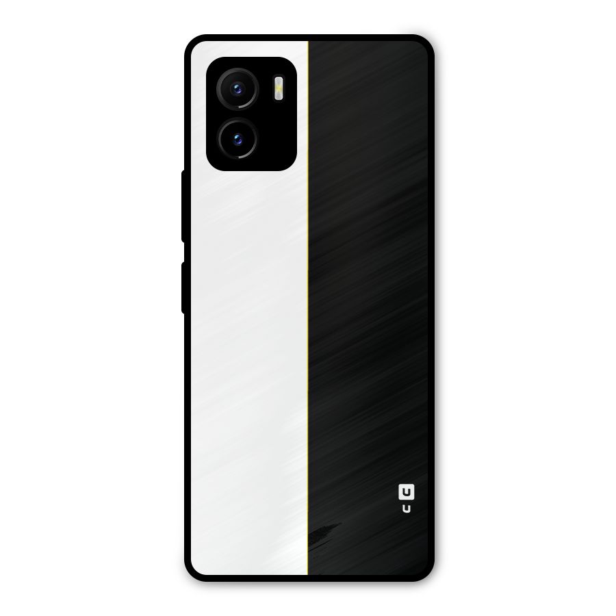 White Black Super Minimalistic Metal Back Case for Vivo Y15s