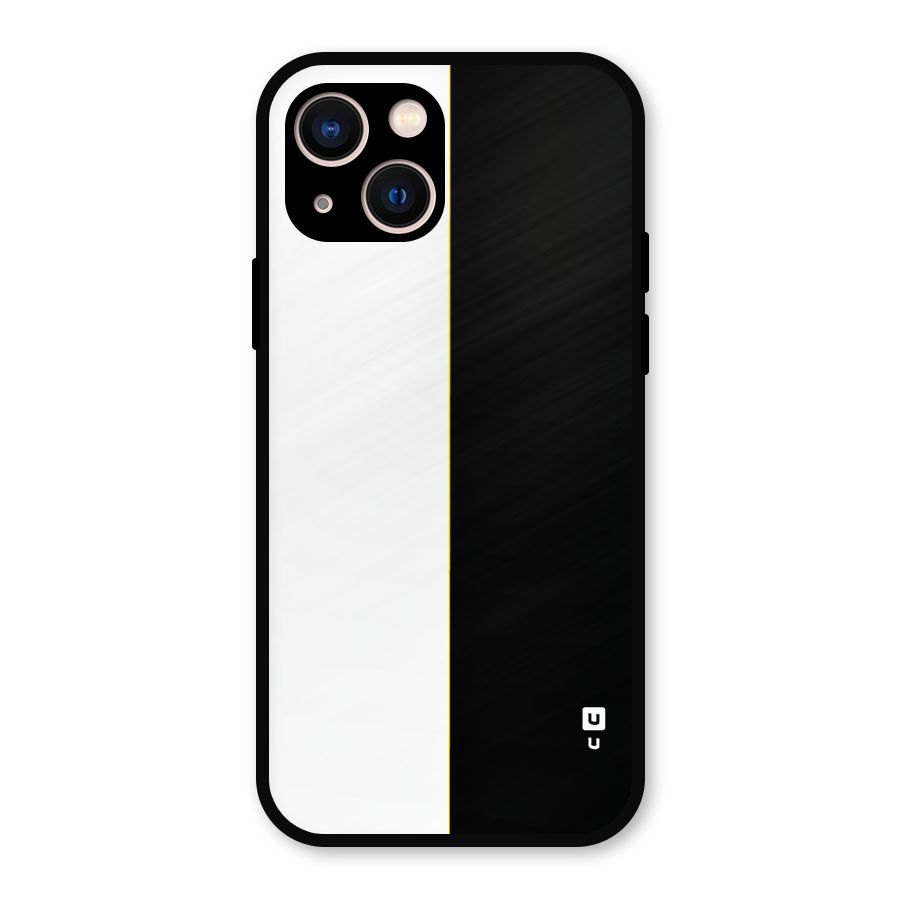 White Black Super Minimalistic Metal Back Case for iPhone 13