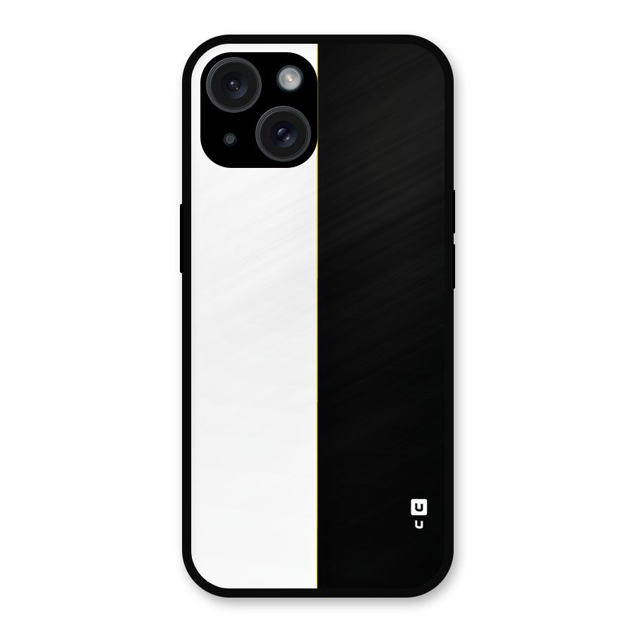 White Black Super Minimalistic Metal Back Case for iPhone 15
