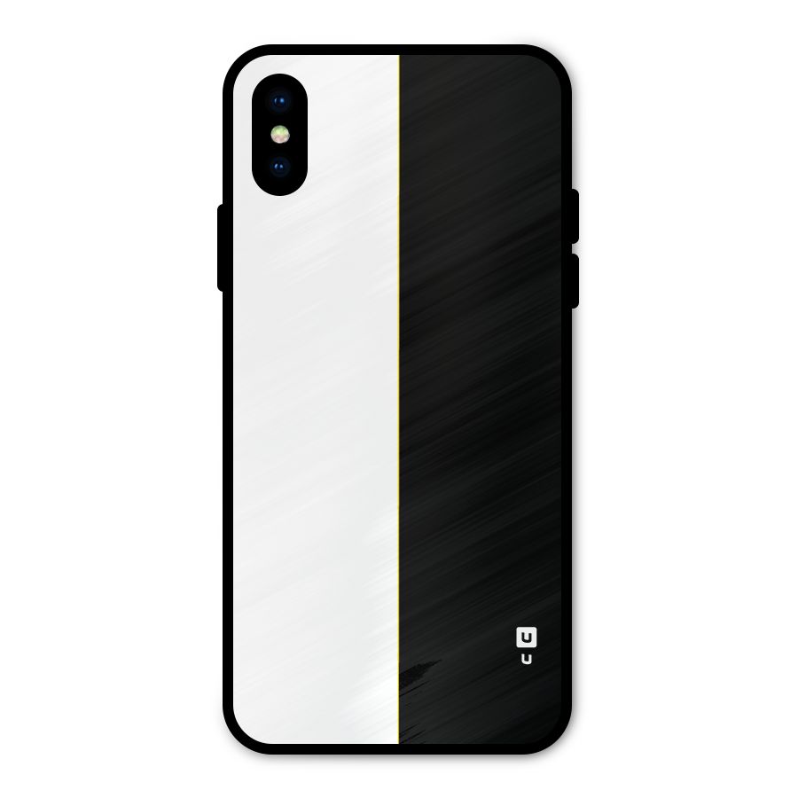 White Black Super Minimalistic Metal Back Case for iPhone XS