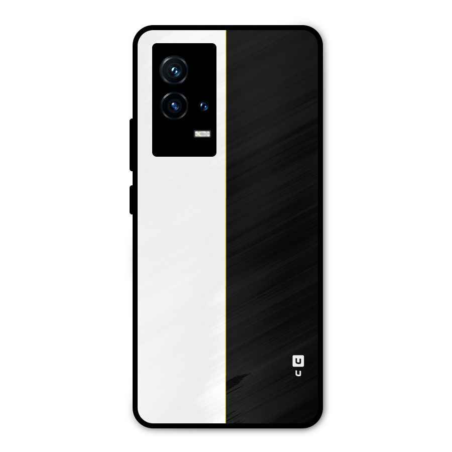 White Black Super Minimalistic Metal Back Case for iQOO 9 5G