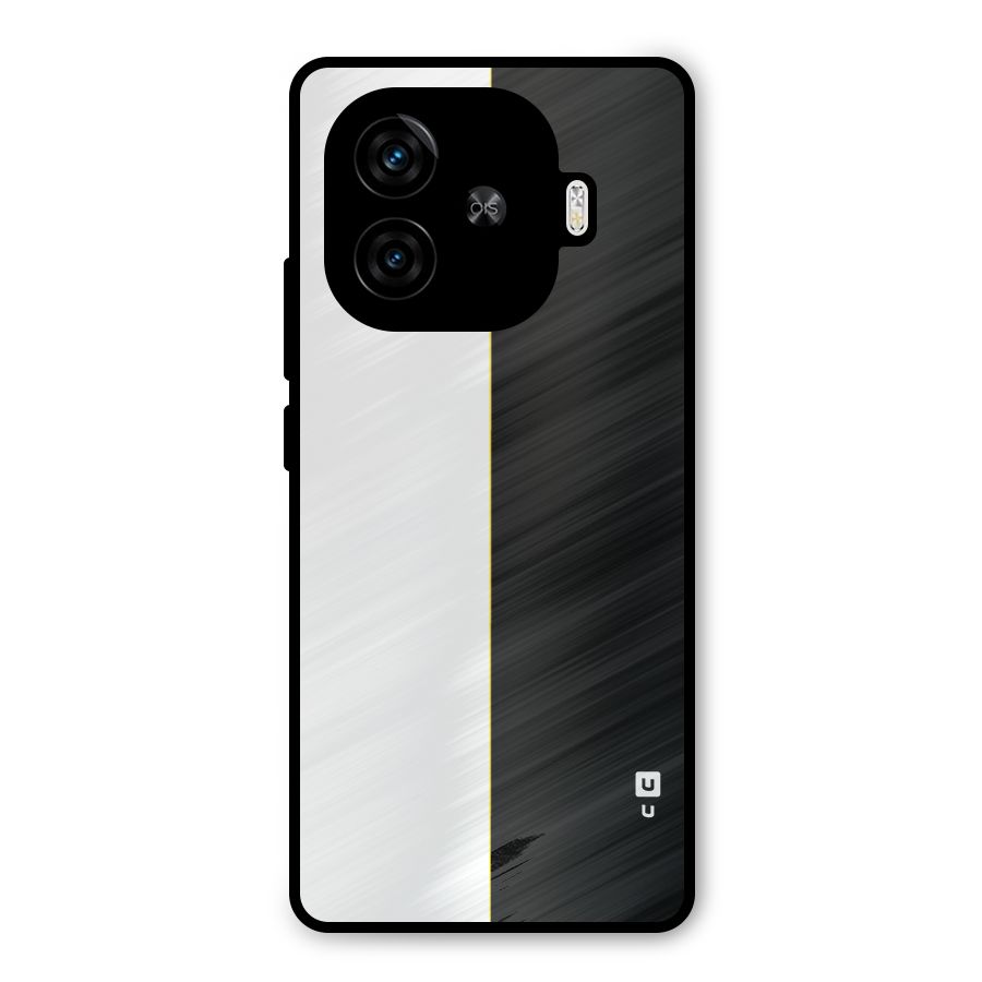 White Black Super Minimalistic Metal Back Case for iQOO Z9 Turbo