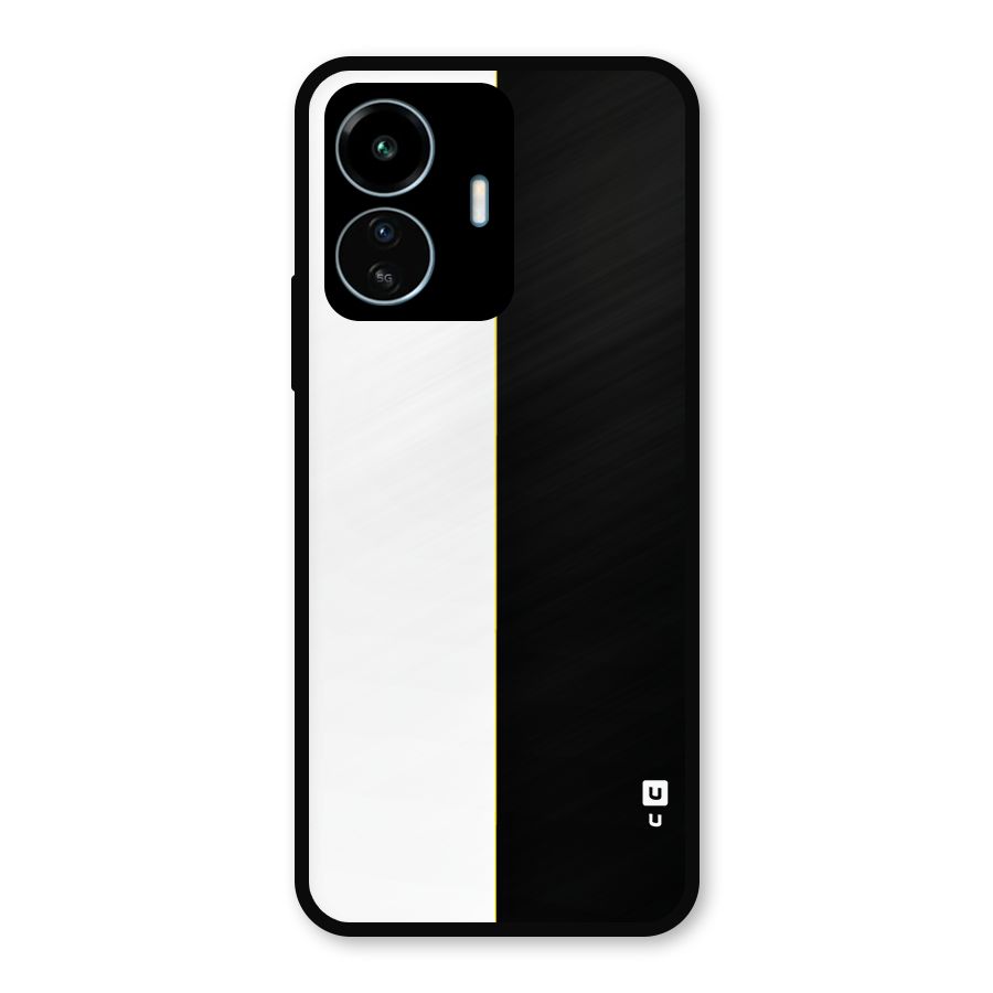 White Black Super Minimalistic Metal Back Case for vivo iQOO Z6 Lite 5G