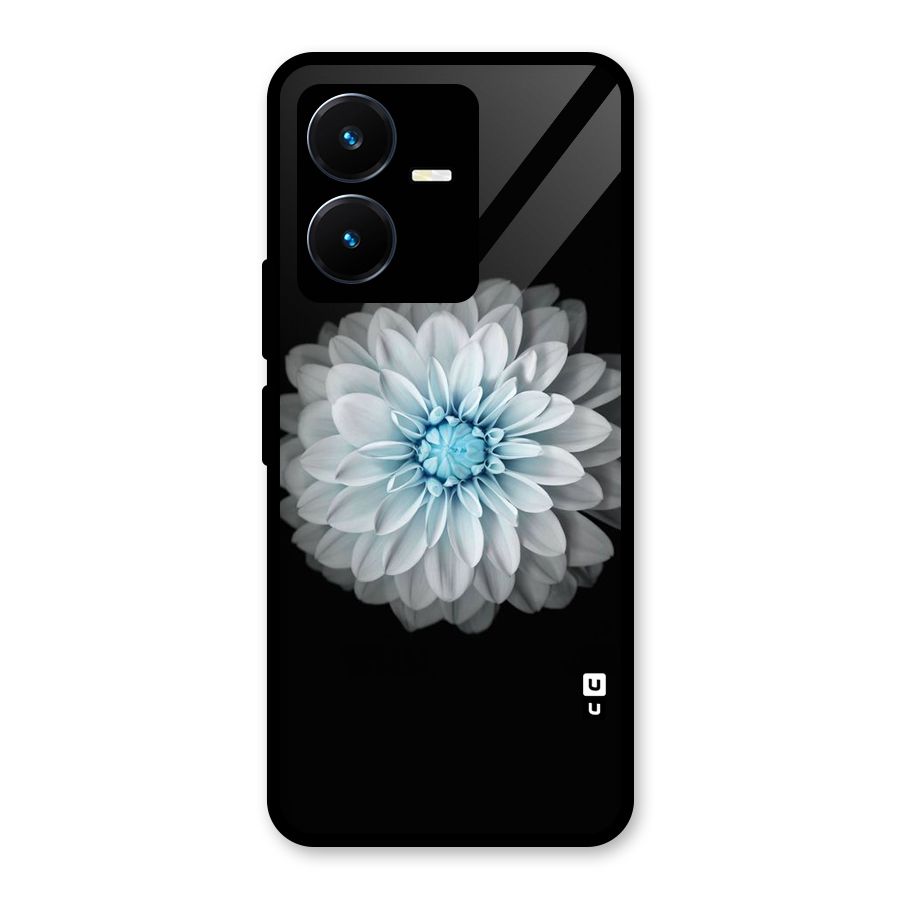 White Bloom Glass Back Case for Vivo Y22s