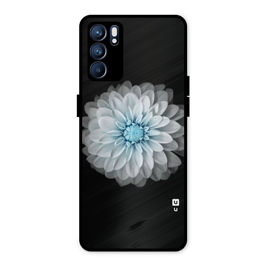 White Bloom Metal Back Case for Oppo Reno6 5G