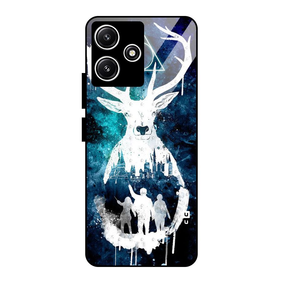 White Deer Glass Back Case for Poco M6 Pro