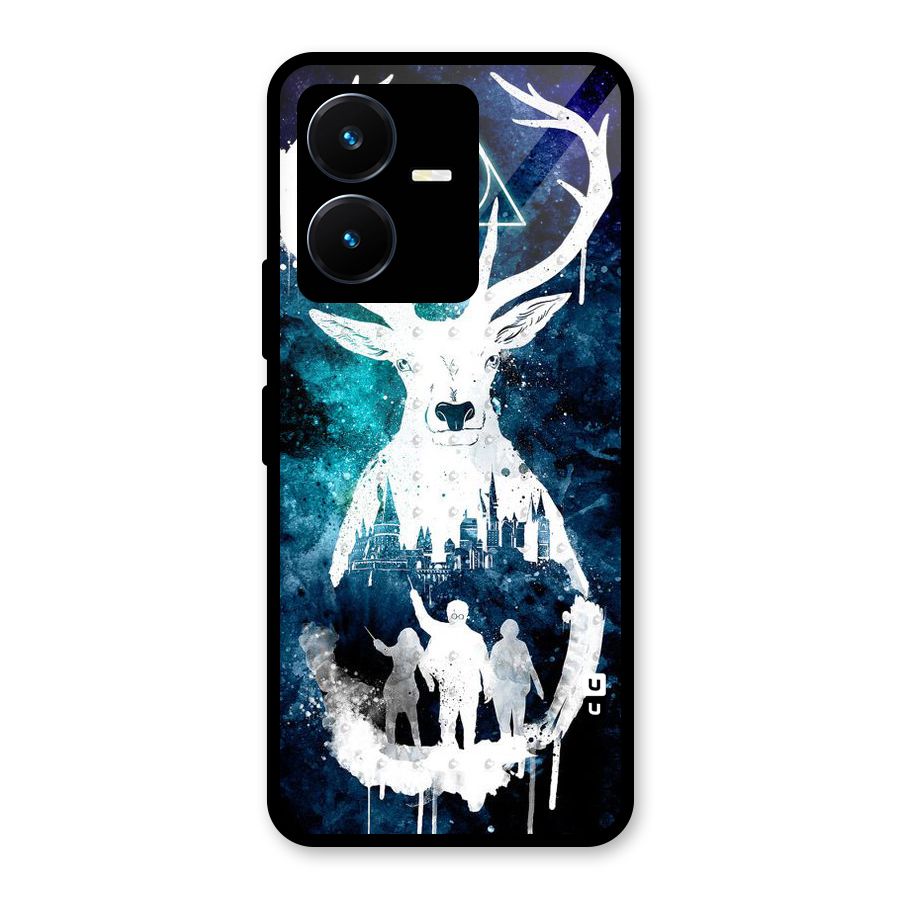 White Deer Glass Back Case for Vivo Y22s