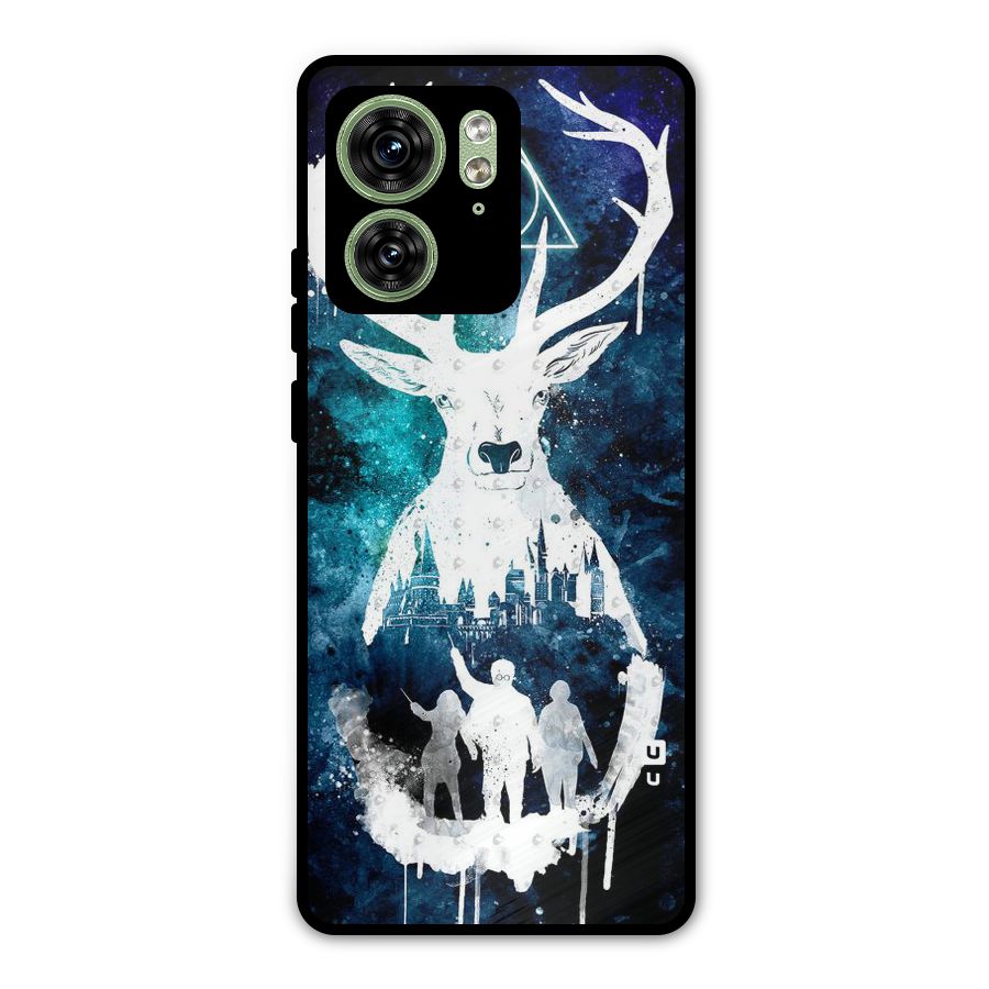White Deer Metal Back Case for Motorola Edge 40 5G