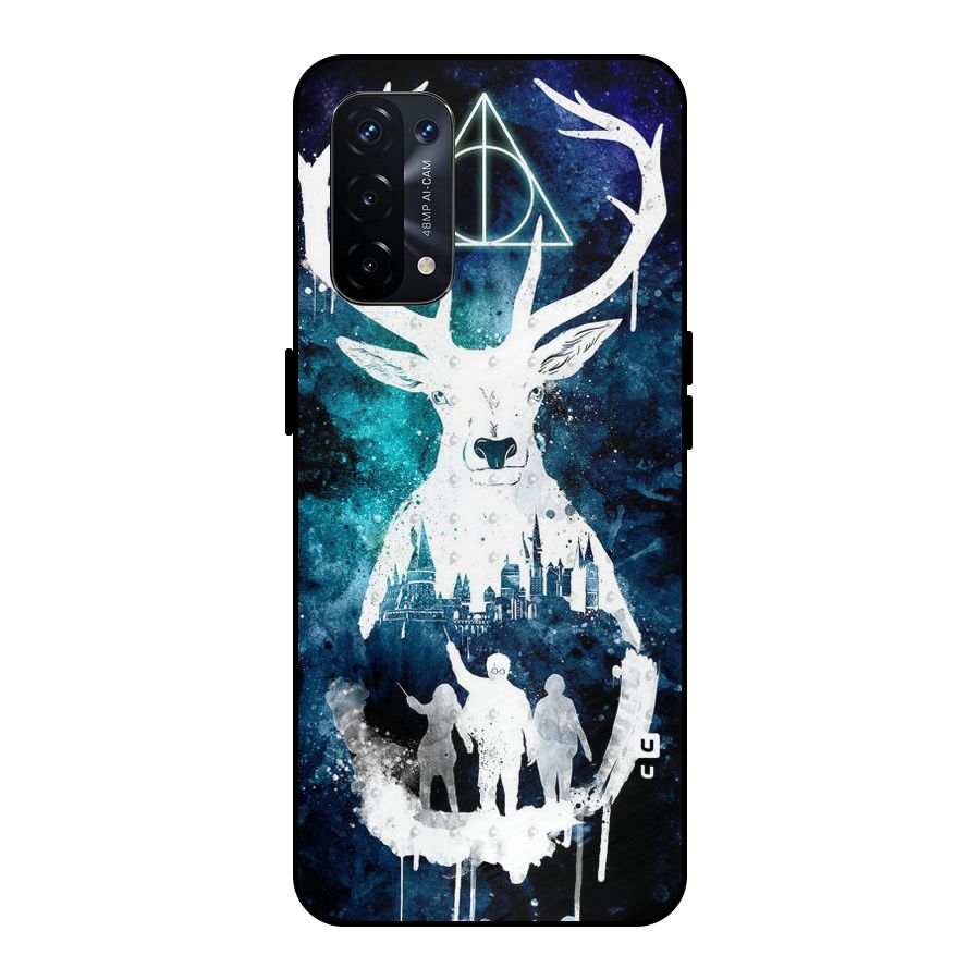 White Deer Metal Back Case for Oppo A74 5G