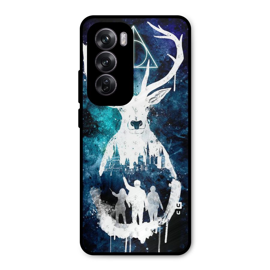 White Deer Metal Back Case for Oppo Reno12 Pro