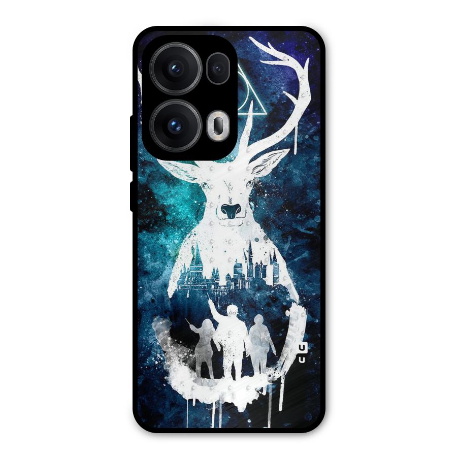 White Deer Metal Back Case for Oppo Reno13 Pro
