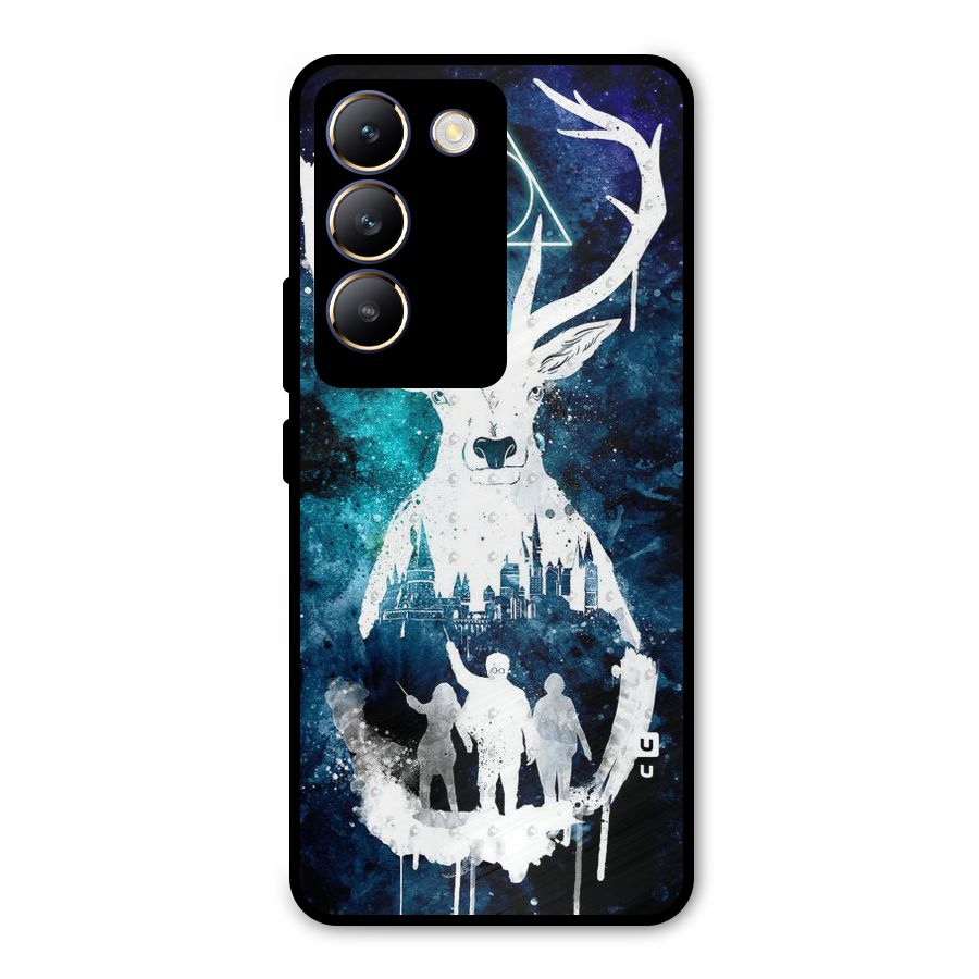 White Deer Metal Back Case for Vivo T3 5G