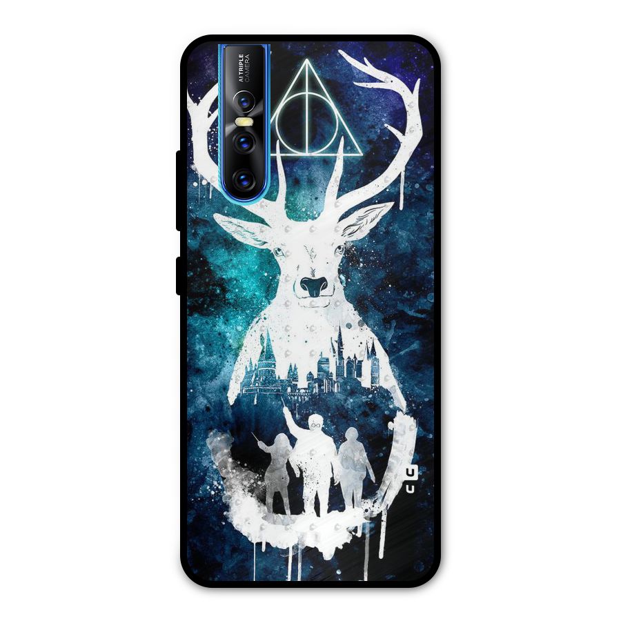 White Deer Metal Back Case for Vivo V15 Pro