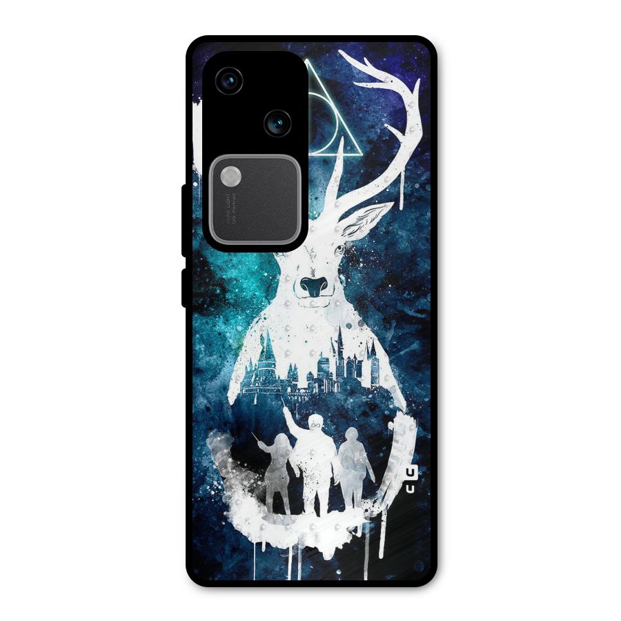 White Deer Metal Back Case for Vivo V30 Pro