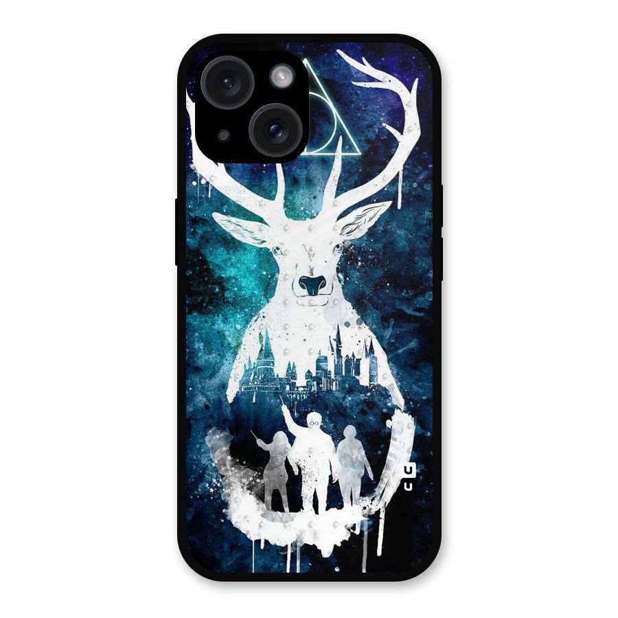 White Deer Metal Back Case for iPhone 15