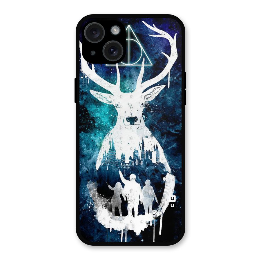 White Deer Metal Back Case for iPhone 15 Plus