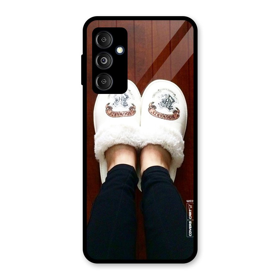 White Feets Glass Back Case for Galaxy M14 5G